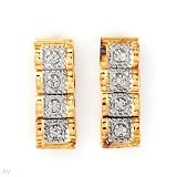 Attractive Earrings With Genuine Natural Color Diamonds Made in 14K 925 Gold Plated Silver