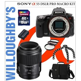 Sony Alpha SLT-A55V Digital SLR Camera Body + Sony SAL-100mm f/2.8 AF Macro Autofocus Lens + Smith-Victor Professional Lighting Kit + Transcend 16GB SDHC Memory Card + Sunpak 6600DX Digital Tripod & Much More! Willoughbys Est. 1898 Professional Macro Bundle