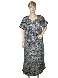 Womens Caftan Resort Wear Black and White Cotton Kaftan Ethnic Print India