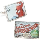 Rhodium Plated Silver Spiderman Stamp Cufflinks