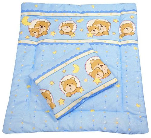 Blue Happy Teddy Moses Basket, Crib, Buggy Baby Bedding Set Picture