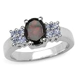 1.85 Carat Genuine Garnet and Tanzanite Silver Ring