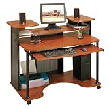 Modern Computer Desk - Black and Cherry Finish