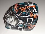 2011-2012 San Jose Sharks Team Autographed Sharks Logo Franklin Mini Goalie Mask, Proof Photo of the Sharks Signing for Us.