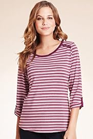 Scoop Neck Metallic Striped T Shirt