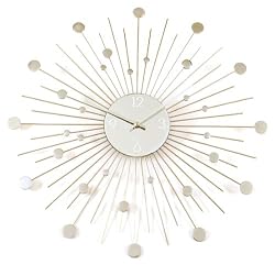 Starburst Retro Wall Clock, Silver