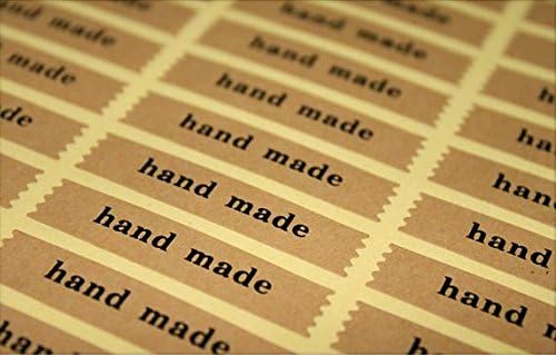 30 - 300 Count "Hand Made" Kraft Banner Stickers (High Quality Paper) - 2" Width by 3/8" Height - For Gift Tags, Goodie Bags, Scrapbooking, Gift Wrap, Baked Goods, Card Making, Presents, Embellishments and More! (30 Count)