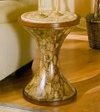 Accent Table With Bamboo Bits Inset Top