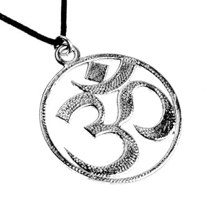 Om Silver Dipped Pendant Necklace on Adjustable Cotton Fiber Cord