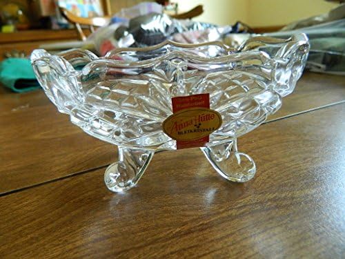 Anna Hutte 24% lead crystal minature oblong pressed clear glass footed dish