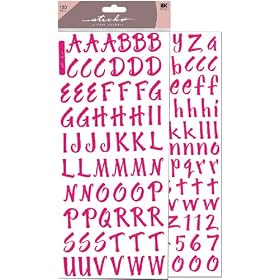 Ek Success Glitter Classic Alphabet and Number Stickers 2 Sheets/Package, Hot Pink
