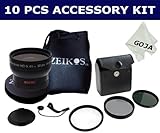 Essential Kit For CANON VIXIA HF20 HF21 HF200 Includes: 37MM 0.45X Super Wi ....