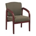 Cherry-Finish Wood Visitors Chair - Taupe
