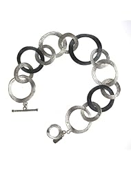 Silver Bracelet Textured Mixed Link Bracelets Length = 8.5