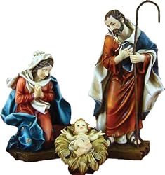 Polyresin Nativity Set of 3 Pieces With Mary, Joseph, And Baby Jesus - 12" Figurines