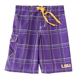 Louisiana State LSU Tigers Mens Boardshort in Plaid Pattern - Slugger