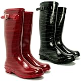 BLACK FESTIVAL CROC WELLIES WELLINGTON FLAT BOOTS SZ 6