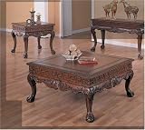 Dark Brown Finish Ball & Claw 3 Piece Occasional Table Set By Coaster Furniture