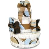 Trend Lab 3 Tier Diaper Cake (Willow-Teal and Brown)
