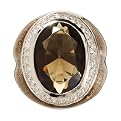 Smokey Oval Cubic Zirconia Enamel Ring - 8