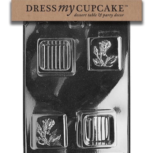Dress My Cupcake DMCD044 Chocolate Candy Mold, Pour Box with Rose