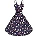 MIUCOO Women's 1950s Vintage Bird Print Rockabilly Swing Dress
