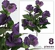 Eight 10" Pansy Artificial Silk Flower Bushes for Home Decoration