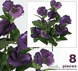 Eight 10" Pansy Artificial Silk Flower Bushes for Home Decoration