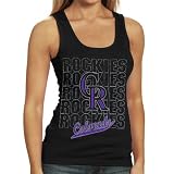MLB Colorado Rockies Ladies Black Repeater Tank Top (Large)