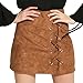 DUBACH Women's High Waist Faux Suede Khaki A-Line Skirt(Khaki,XL)