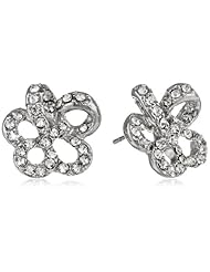 Betsey Johnson "Crystal Rhodium" Pave Flower Stud Earrings