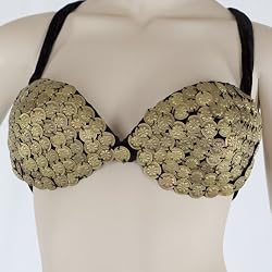 Black Velvet Bra Covered in Gold Coins
