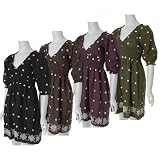 Cute Options Smocked Floral Embroidery Tunic Dress
