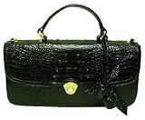 Brahmin Amata Black Les Roses Croc Print Purse