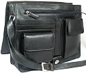 New ladies Visconti black soft leather messenger organiser bag 753