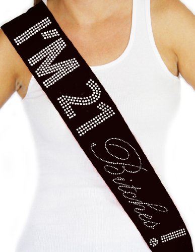 RhinestoneSash.com Women's I'm 21 Bitches! Birthday Rhinestone Sash Large Black