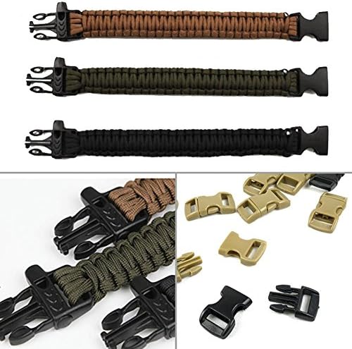 Fire Starter Survival Whistle Buckle Flint &amp; Scraper For Paracord Bracelte/ Backpack