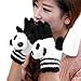 LOCOMO Women Girl Touch Screen Gloves Cute Panda Doll FAF041 Black White