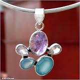 Amethyst and rose quartz choker, 'Pastel Cluster'