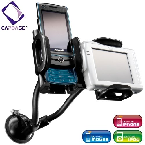 CAPDASE Car Mount Holder Duo カーマウントホルダー デュオ （ダブル車載アダプター） iPhone 4S, BlackBerry など、ほとんどのスマートフォンやモバイルデバイスに対応 HR00-CD01