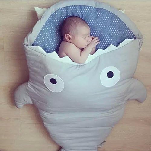 Infant Baby Cartoon Shark Sleeping Bag Winter Strollers Bed Swaddle Blanket Wrap Cute Bedding Sleeping Sack (grey)