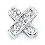 Sterling Silver Cubic Zirconia Rhodium Plated X Shape Pendant.