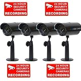 VideoSecu DIRB4 4 pack fake security cameras outdoor indoor CCTV bullet style dummy camera home security imitation cameras