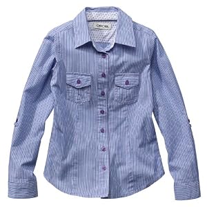 Girls' Cherokee® Purple Stripe Long-Sleeve Woven Shirt