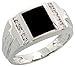 14 Karat Weissgold geriefelter Radiantschliff Herren Diamanten Ring, mit Schwarz Onyx Stein & 0.27 Karat Brilliantschliff Diamanten, (11mm) breit