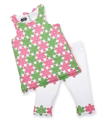 Mud Pie Baby Girls' Crochet Flower Tunic and Capri Set