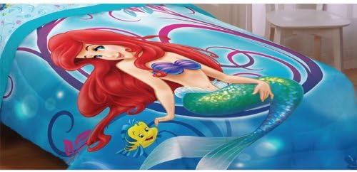 Little Mermaid Twin-Full Bed Comforter Flower Swirls Blanket