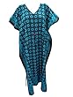 Long Kaftan Blue Dot Printed Cotton Evening Maxi Dress