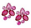Silvertone Pink Crystal Cluster Fashion Earrings