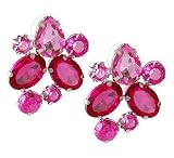 Silvertone Pink Crystal Cluster Fashion Earrings
